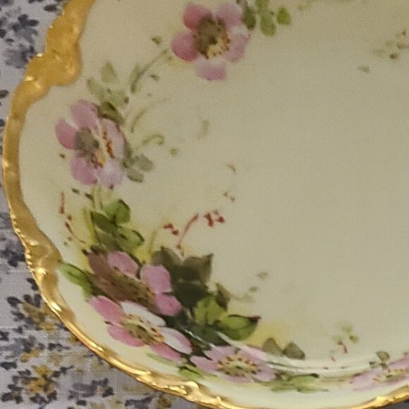 5 Haviland France Pink & Green Floral Gold Rim Fruit Dessert Dishes Berry Bowls - Picture 2 of 10